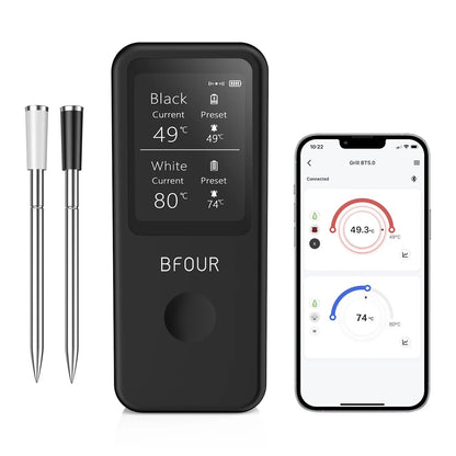 Wireless Meat Thermometer BF-60 with Bluetooth App, HD Display and Waterproof Probe