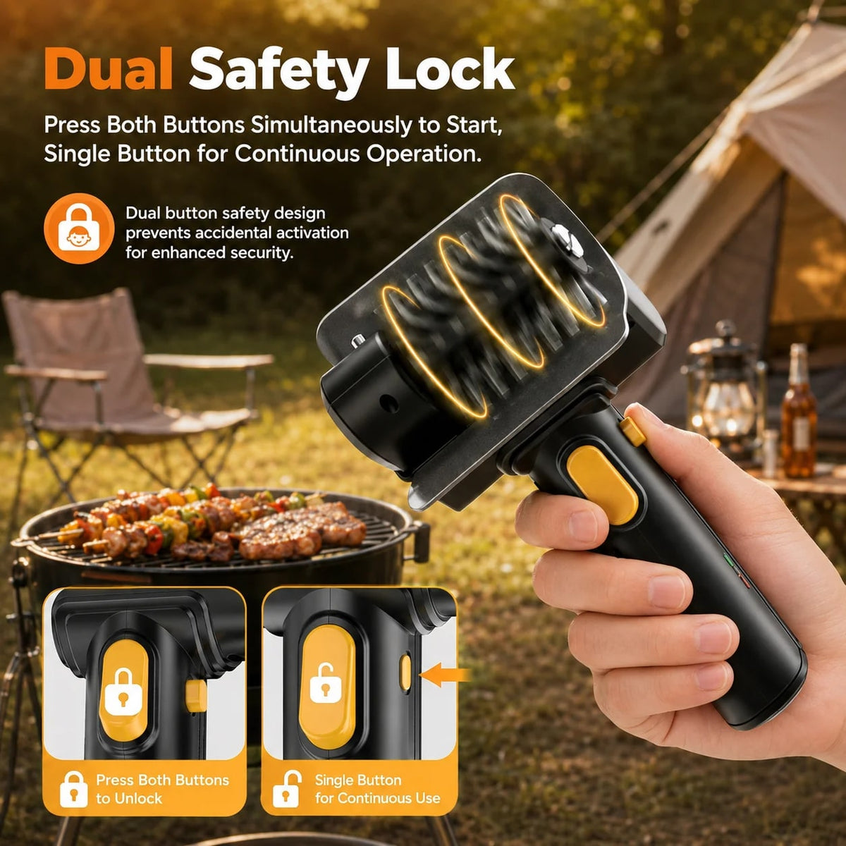 Hippcron Electric Grill Brush, Rechargeable 304 Stainless Steel, 2.5 Hour Runtime