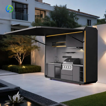 Outdoor Stainless Steel BBQ Kitchen Island for Gas Grilling, Acrylic Worktop, 1 Drawer