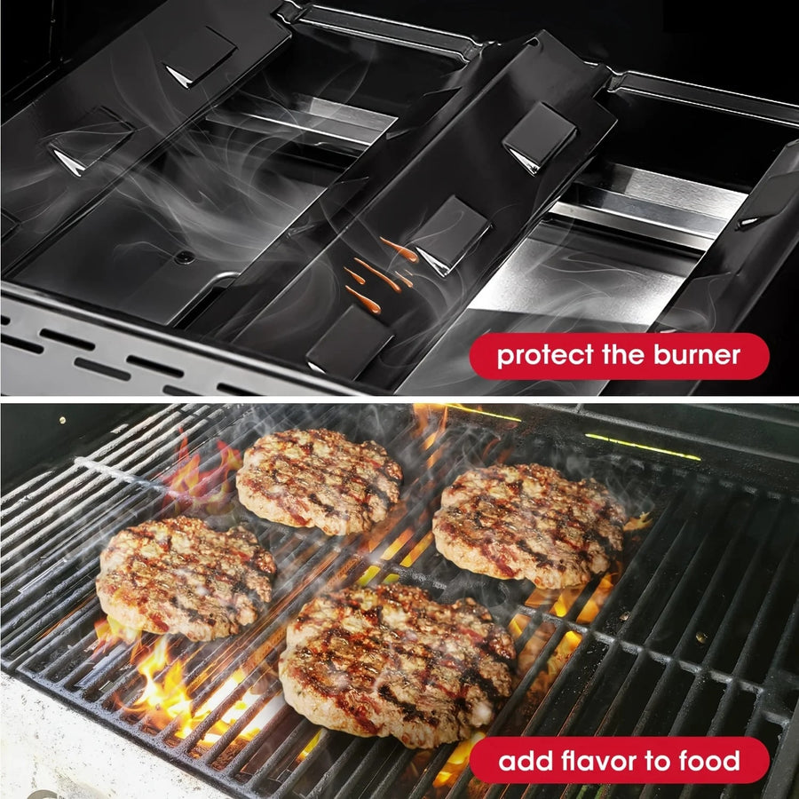 14.6in Grill Heat Plates, Porcelain Steel Burner Covers, 37 x 11cm