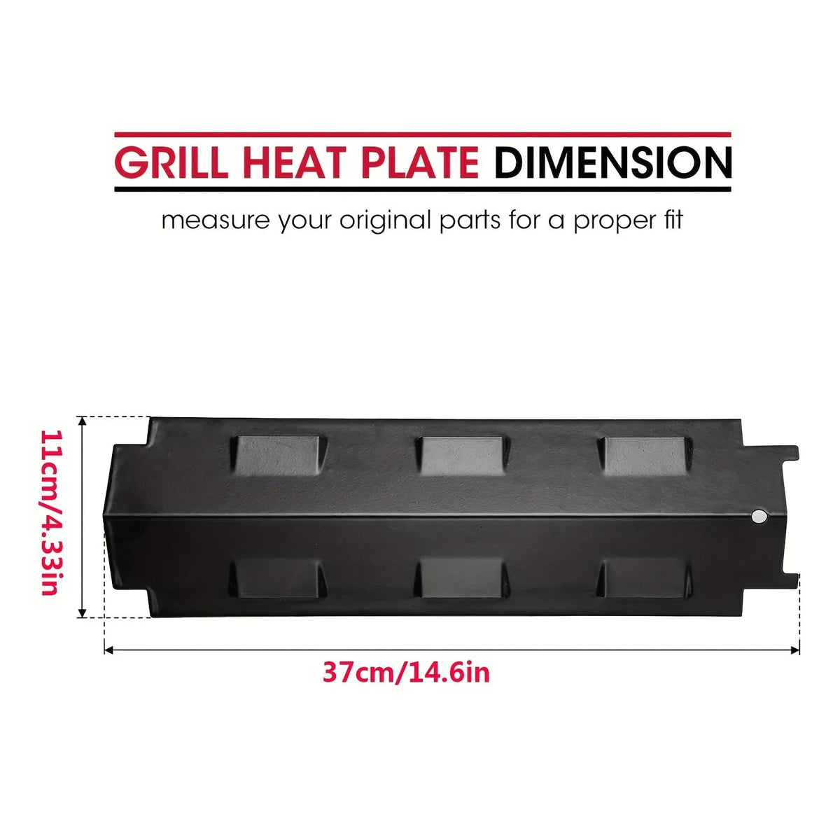 14.6in Grill Heat Plates, Porcelain Steel Burner Covers, 37 x 11cm