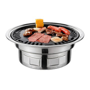 13 Inch Korean Charcoal BBQ Grill, Round Metal Tabletop Grill, Silver