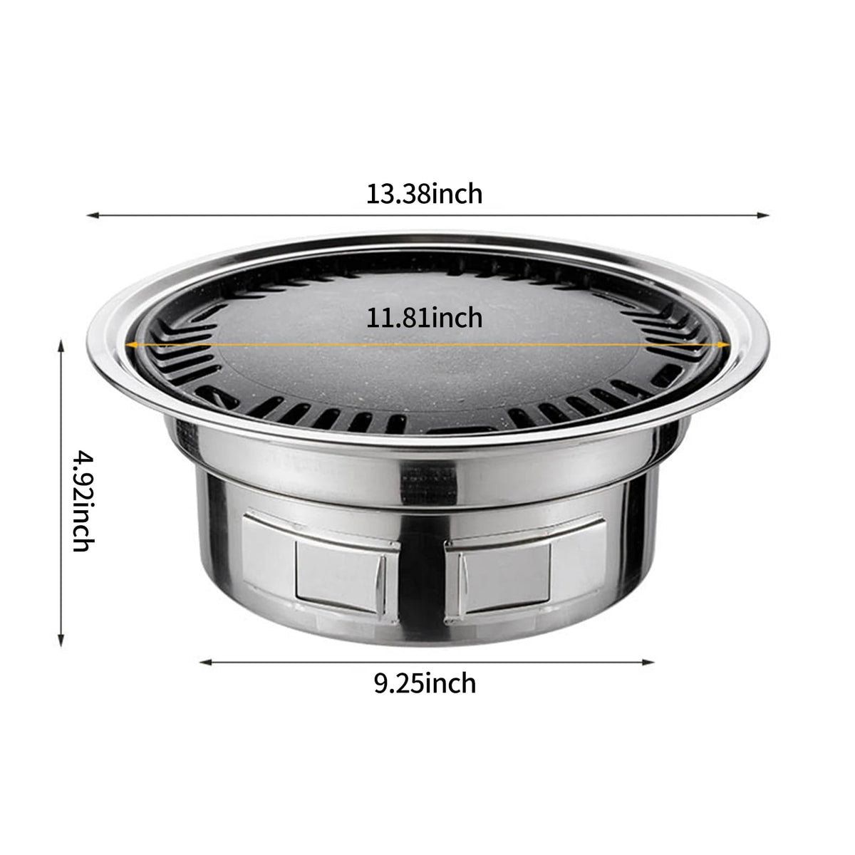13 Inch Korean Charcoal BBQ Grill, Round Metal Tabletop Grill, Silver