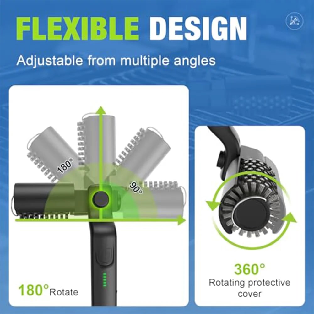 Rechargeable Electric Grill Brush with Stainless Steel Bristles, 3-Speed Motor and 2600mAh Battery