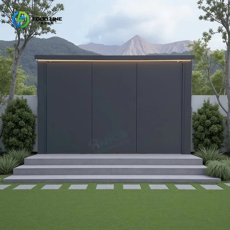 FOODLINE Modular Outdoor Kitchen Cabinet Shelter, Stainless Steel, Custom Layout