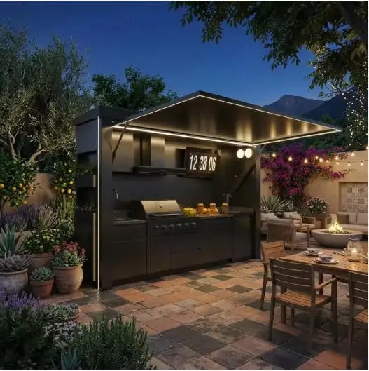 FOODLINE Modular Outdoor Kitchen Cabinet Shelter, Stainless Steel, Custom Layout - Style8