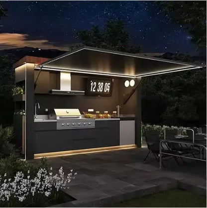 FOODLINE Modular Outdoor Kitchen Cabinet Shelter, Stainless Steel, Custom Layout - Style3