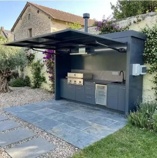 FOODLINE Modular Outdoor Kitchen Cabinet Shelter, Stainless Steel, Custom Layout - Style6