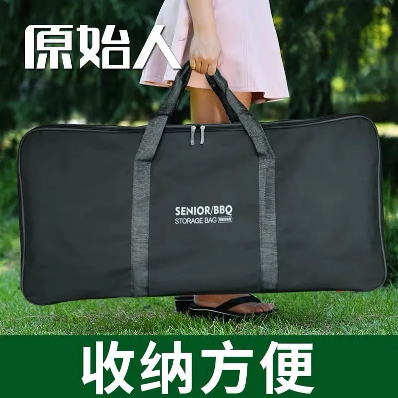 Outdoor BBQ Storage Bag for Portable Grill and Tools, Black Oxford Cloth, 82 x 17 x 35cm