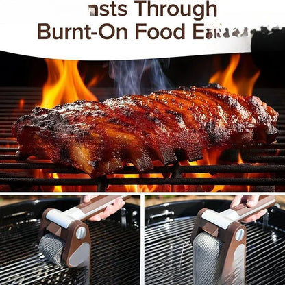 Rechargeable Electric BBQ Grill Cleaning Brush with Stainless Steel Roller and LED, 350 RPM