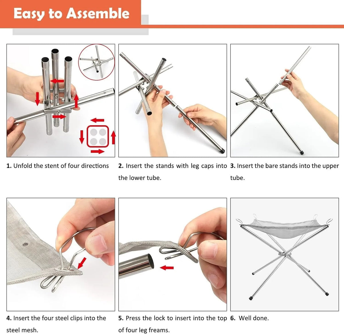 Portable Stainless Steel Wood-Fuel Fire Pit with Carry Bag and Gloves