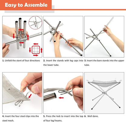 Portable Stainless Steel Wood-Fuel Fire Pit with Carry Bag and Gloves