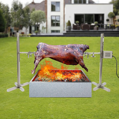 53in Metal Grill Rotisserie Spit Kit with Motorised Rotisserie Assembly