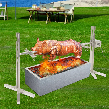 53in Metal Grill Rotisserie Spit Kit with Motorised Rotisserie Assembly