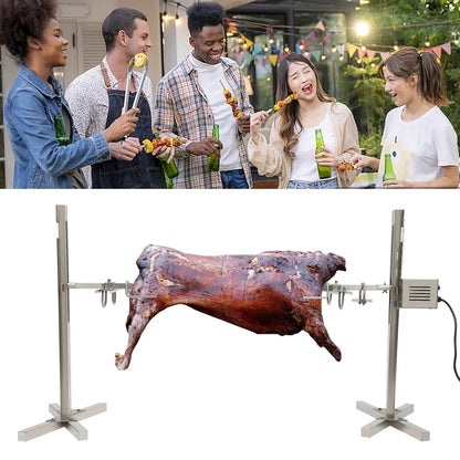 53in Metal Grill Rotisserie Spit Kit with Motorised Rotisserie Assembly