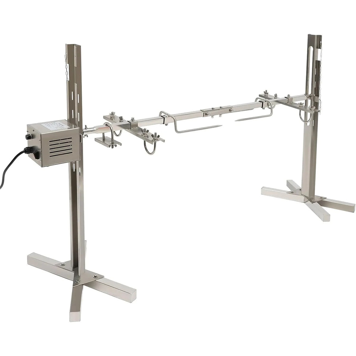 Electric BBQ Rotisserie Grill Kit, Stainless Steel, 40kg Load, 5-Height Stand