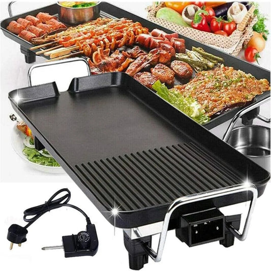 Electric Teppanyaki Grill Tabletop Griddle, Stainless Steel, 1500W, 220V