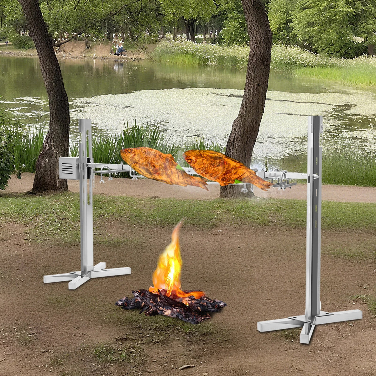 53in Stainless Steel Electric BBQ Rotisserie, 40kg Load, UK Plug