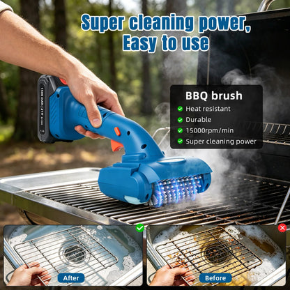 Cordless Electric Rotary BBQ Grill Cleaning Brush, 21V with Stainless Steel Head