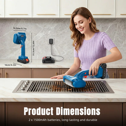 Cordless Electric Rotary BBQ Grill Cleaning Brush, 21V with Stainless Steel Head