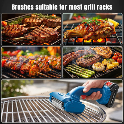 Cordless Electric Rotary BBQ Grill Cleaning Brush, 21V with Stainless Steel Head