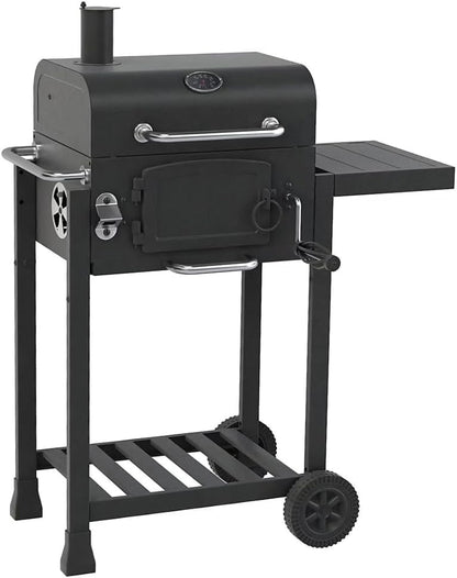 CosmoGrill Jr Smoker Charcoal BBQ with 43cm Grilling Area, Thermometer and Adjustable Coal Tray