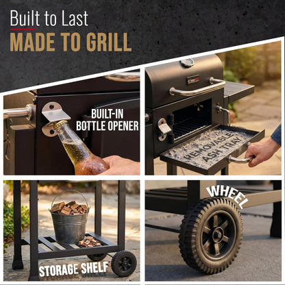 bbqdeals CosmoGrill Jr Smoker Charcoal BBQ with 43cm Grilling Area,