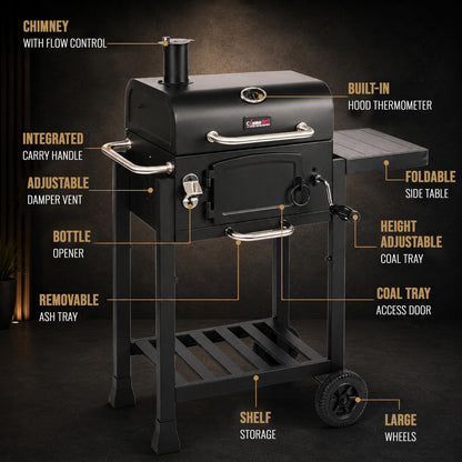 bbqdeals CosmoGrill Jr Smoker Charcoal BBQ with 43cm Grilling Area,