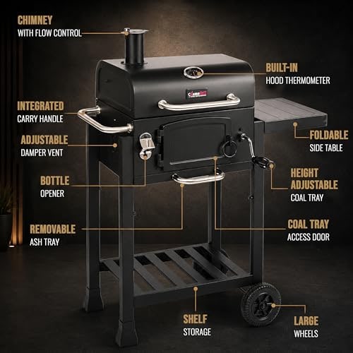 bbqdeals CosmoGrill Jr Smoker Charcoal BBQ with 43cm Grilling Area,