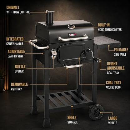 bbqdeals CosmoGrill Jr Smoker Charcoal BBQ with 43cm Grilling Area,