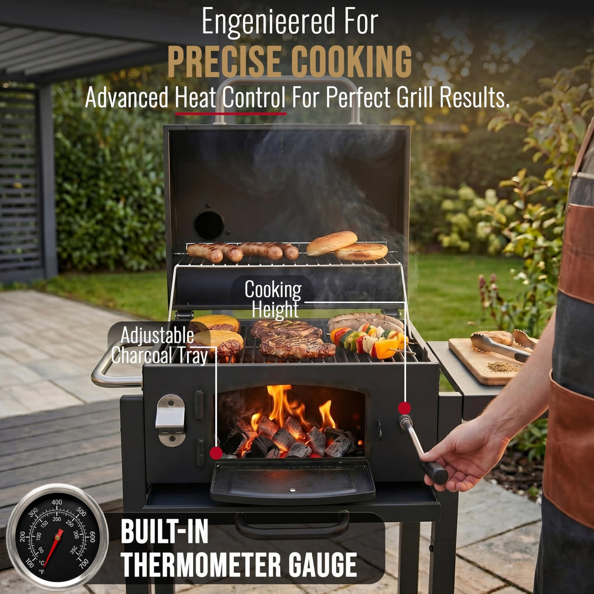 bbqdeals CosmoGrill Jr Smoker Charcoal BBQ with 43cm Grilling Area,