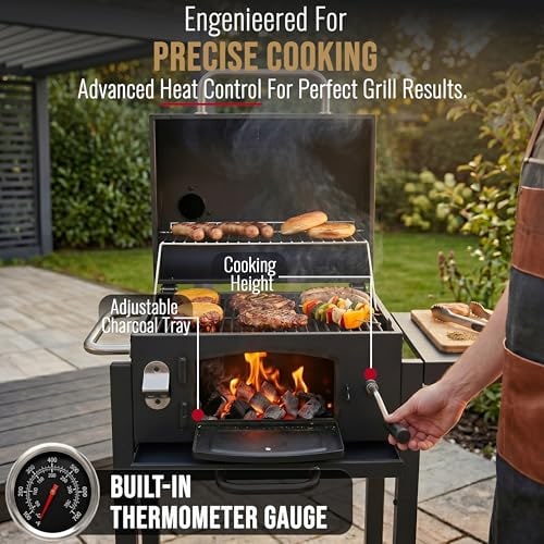 bbqdeals CosmoGrill Jr Smoker Charcoal BBQ with 43cm Grilling Area,