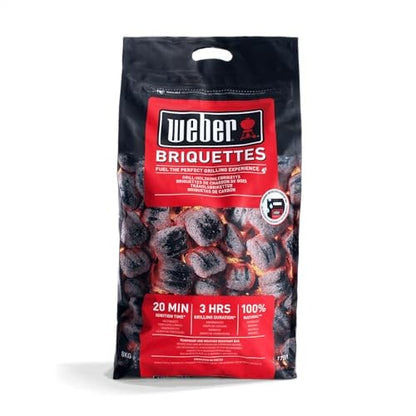 Weber Charcoal Briquettes 8kg, Natural BBQ Fuel, Up to 3 Hours