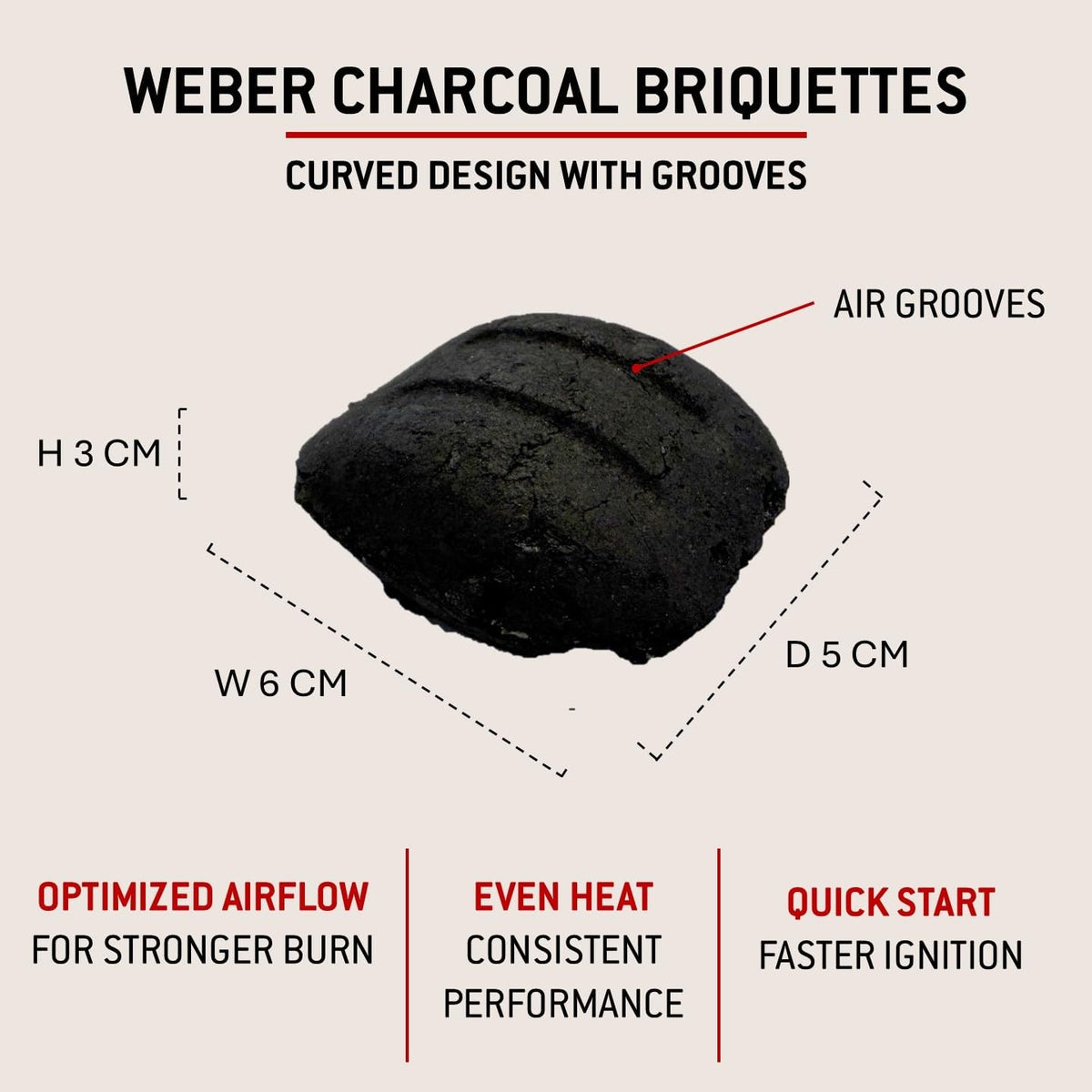Weber Charcoal Briquettes 8kg, Natural BBQ Fuel, Up to 3 Hours