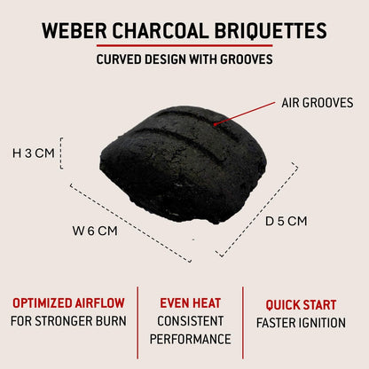 Weber Charcoal Briquettes 8kg, Natural BBQ Fuel, Up to 3 Hours