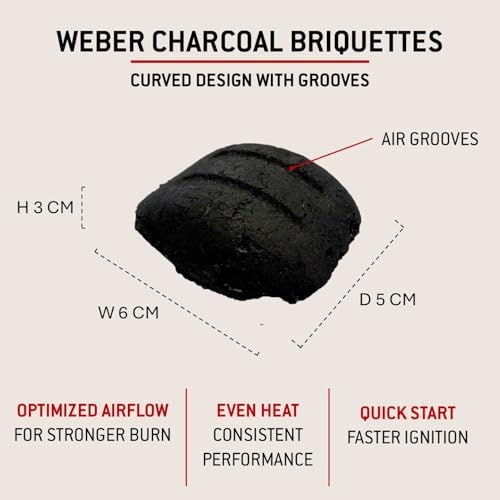 Weber Charcoal Briquettes 8kg, Natural BBQ Fuel, Up to 3 Hours