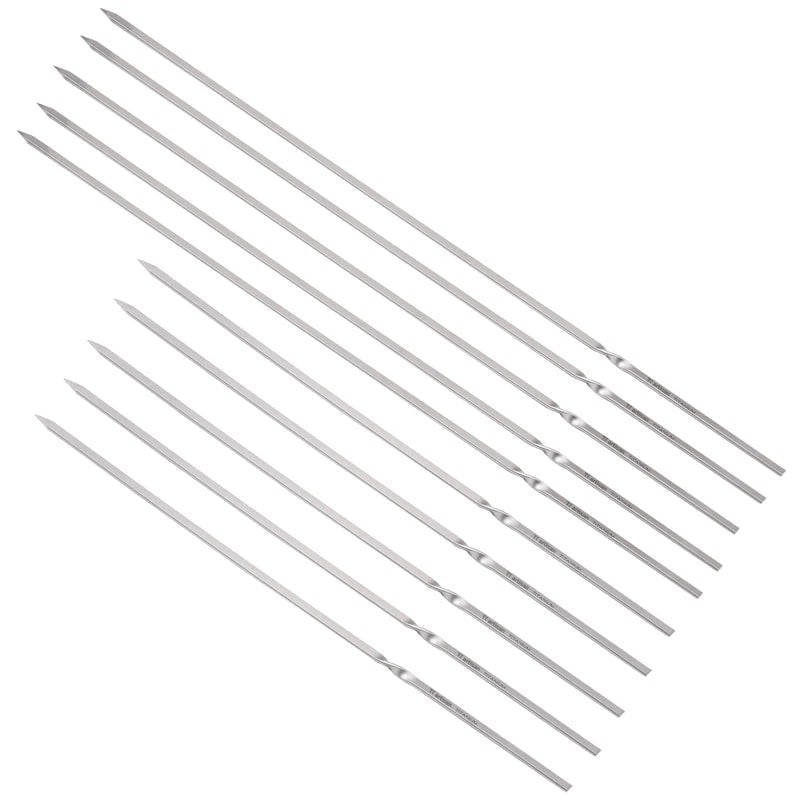 Metal BBQ Skewers, 30cm or 40cm, 2mm Thick Long-Handle Kebab Sticks