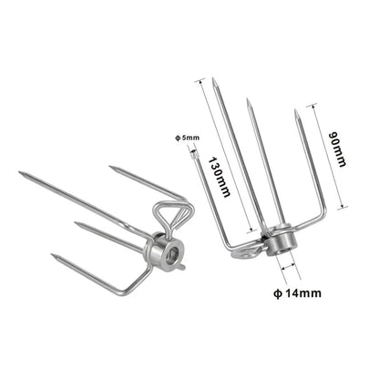 Rotisserie Meat Forks, 304 Stainless Steel, 4-Prong BBQ Replacement Forks - 14x99x130mm-2pcs