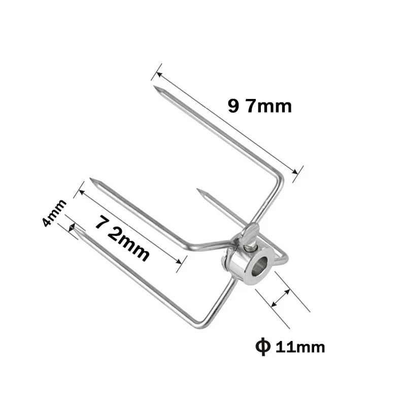 Rotisserie Meat Forks, 304 Stainless Steel, 4-Prong BBQ Replacement Forks - 11x72x97mm-1pcs