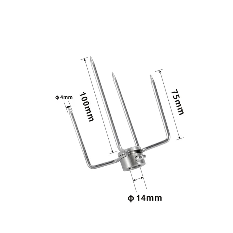 Rotisserie Meat Forks, 304 Stainless Steel, 4-Prong BBQ Replacement Forks - 14x75x100mm-1pcs