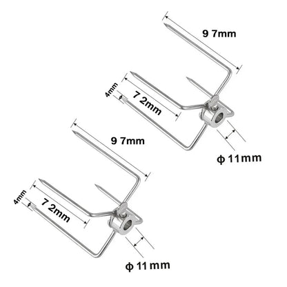 Rotisserie Meat Forks, 304 Stainless Steel, 4-Prong BBQ Replacement Forks - 11x72x97mm-2pcs