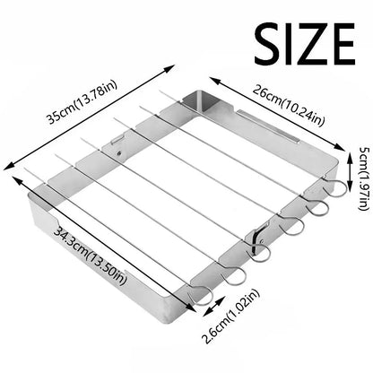 Stainless Steel Foldable BBQ Skewer Rack Set, 35 x 26cm