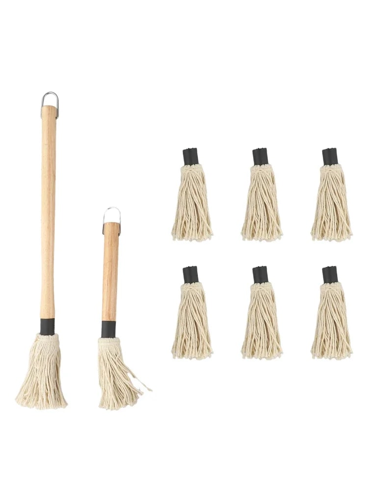 BBQ Basting Mop with Cotton Fibres and Wooden Handle - D