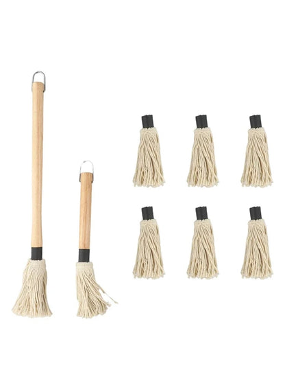 BBQ Basting Mop with Cotton Fibres and Wooden Handle - D