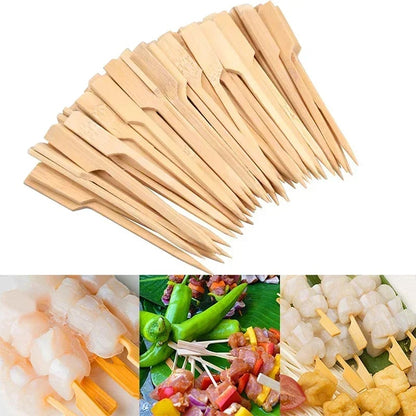 Wood BBQ Skewers with Handles, 100 Pack, 9cm or 18cm