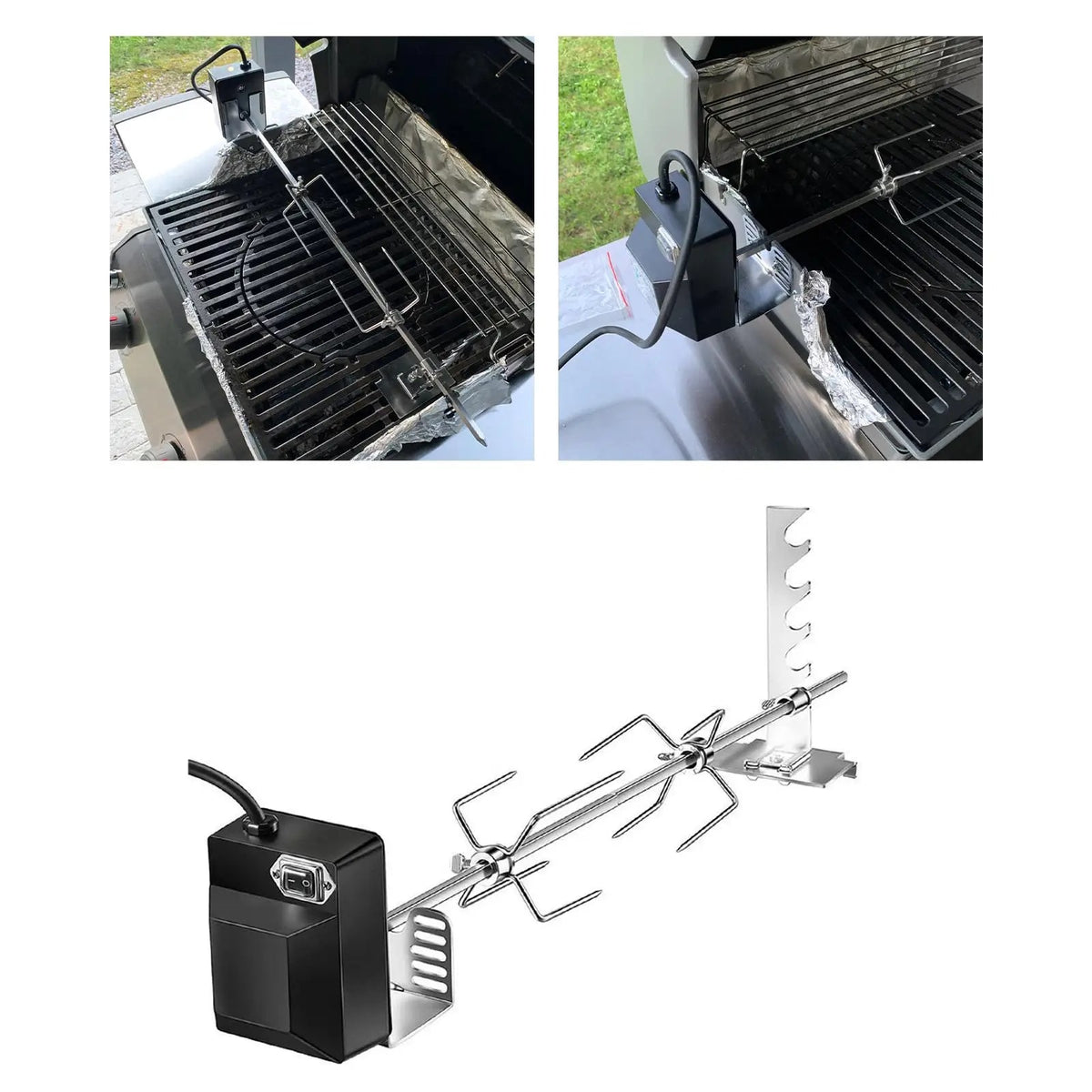 Automatic Rotisserie Grill Kit, 68cm Metal BBQ Spit with 4W Motor and EU Plug