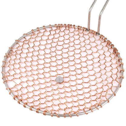 Copper Wire Charcoal BBQ Grill Mesh, Round or Rectangular with Optional Handle