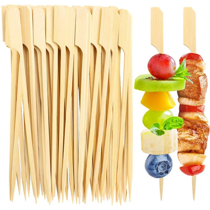 Bamboo BBQ Skewers, Paddle Handle, 9-30cm, 100 Pack