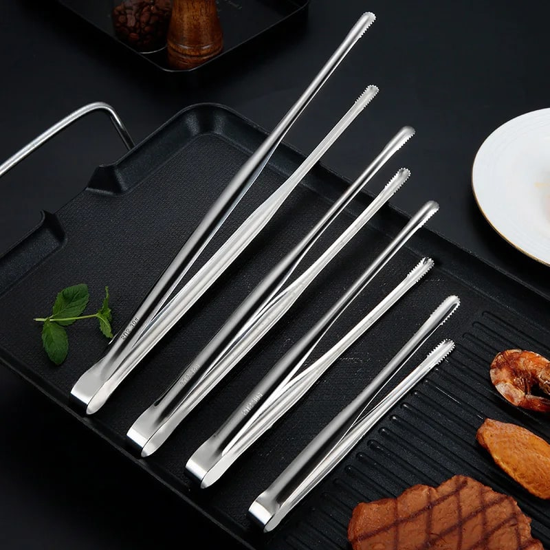 Stainless Steel BBQ Tongs with Serrated Tips, 7, 9, 12 or 14 Inch