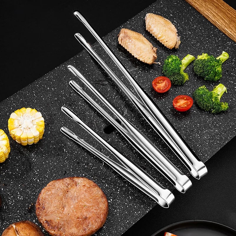 Stainless Steel BBQ Tongs with Serrated Tips, 7, 9, 12 or 14 Inch